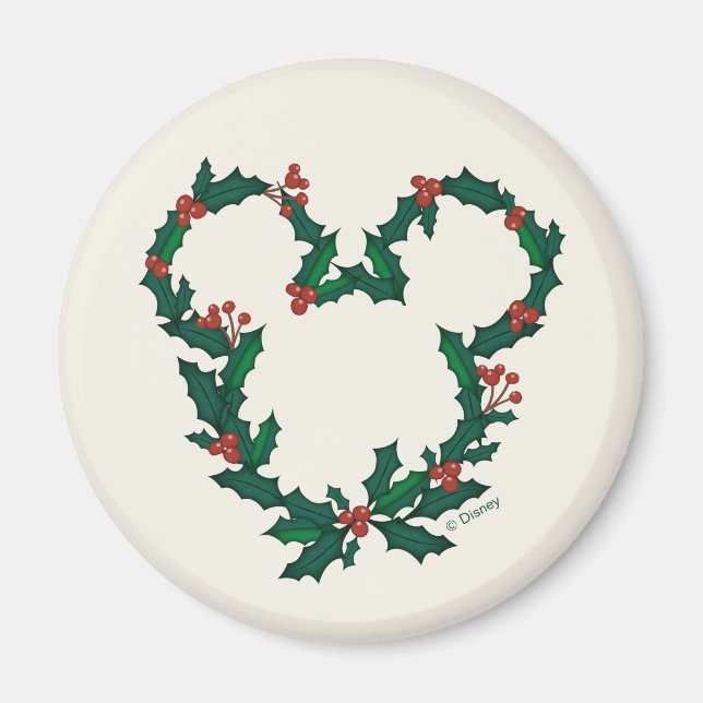 Aimant Mickey Mouse Holiday Wreath (Devant)