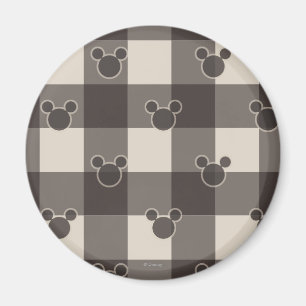Aimant Mickey Mouse   Motif carreaux marron