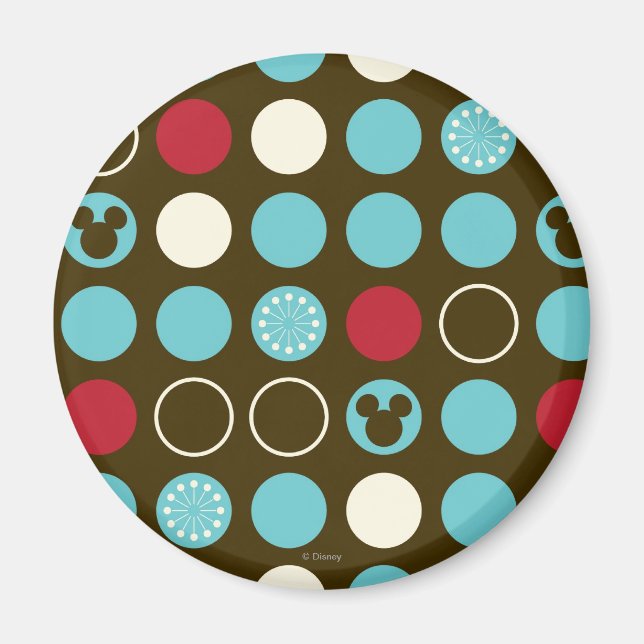 Aimant Mickey Mouse | Motif de point de polka rétro (Devant)