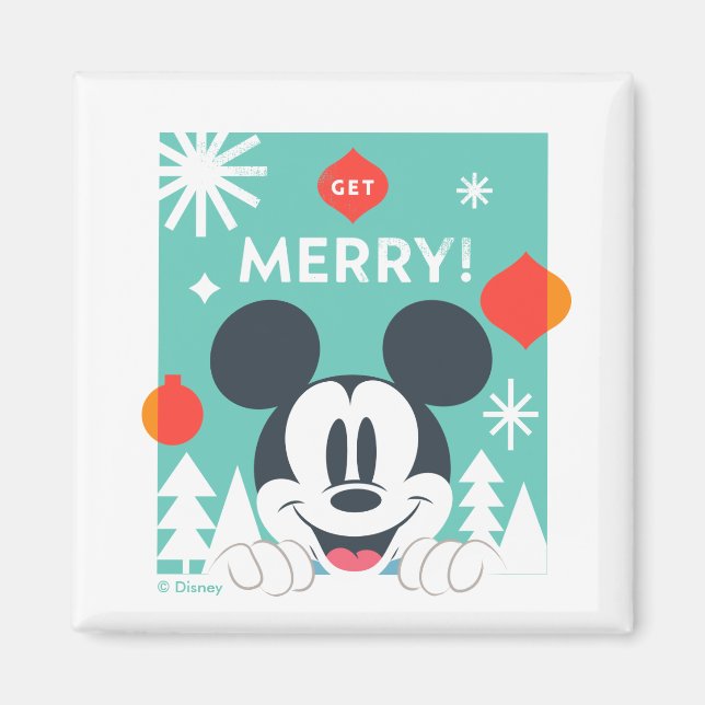 Aimant Mickey Mouse | Obtenez Joyeux ! (Devant)