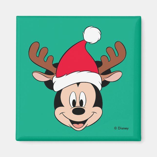 Aimant Mickey Mouse | Reindeer Ears & Santa Hat (Devant)