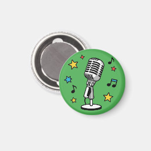 Aimant Microphone Vintage Notes de Musique Design Rétro C
