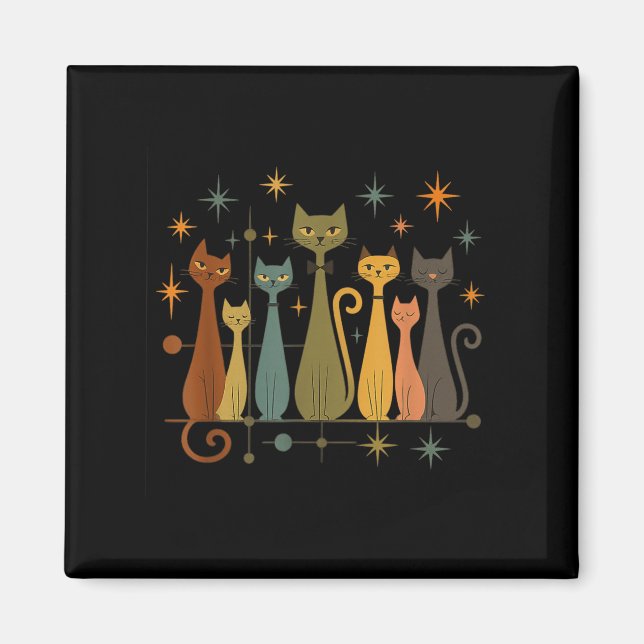 Aimant Mid-century Modern Look Atomic Age 50s 60s Cat Shi (Devant)