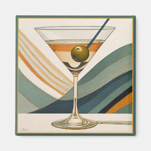 Aimant Mid Century Modern Martini Cocktail Heure