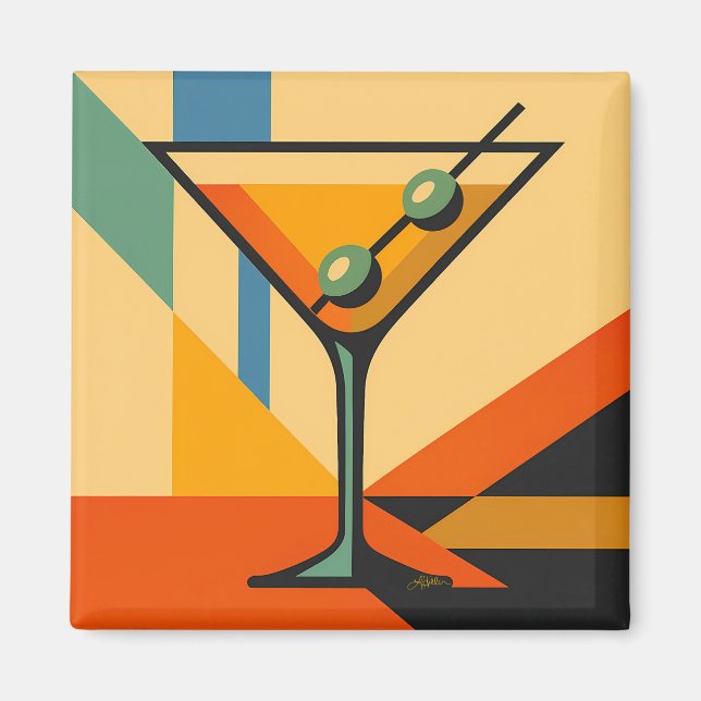 Aimant Mid Century Modern Sunrise Bauhaus Martini (Devant)