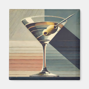 Aimant Mid Century Moderne 2 Olive Martini Cocktail Heure