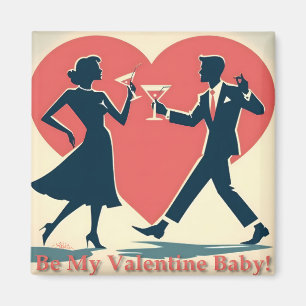 Aimant Mid Century Valentine moderne Hip Dancing Couple