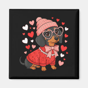 Aimant Mignon dachshund Saint-Valentin Cœur Amoureux Mama