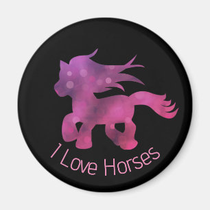 Aimant Mignon J'adore Les Chevaux Mignon Glam Rose Cheval