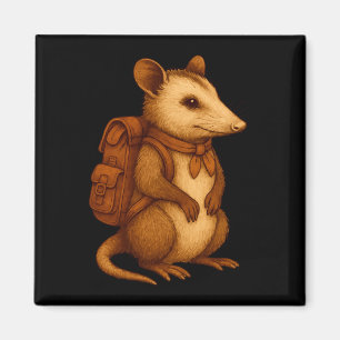 Aimant Mignon opossum randonneur camping randonneur forêt