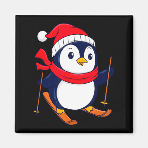 Aimant Mignon pingouin skiant - amateur de pingouins obse