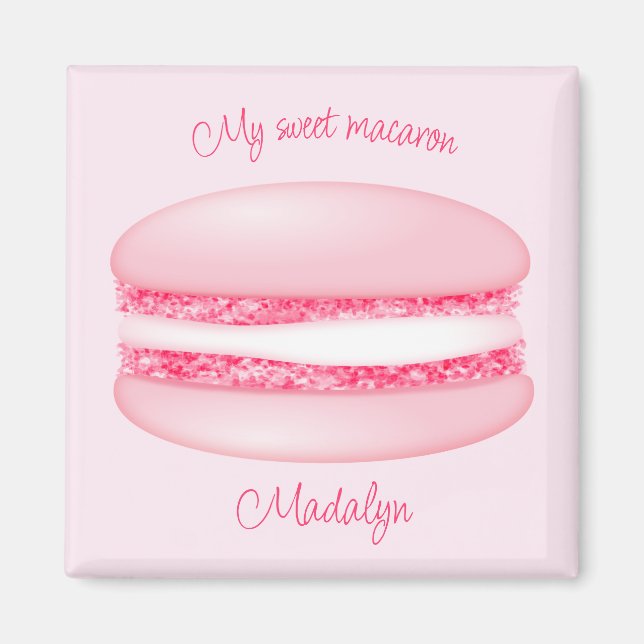 Aimant mignon rose mon nom de filles macaron (Devant)