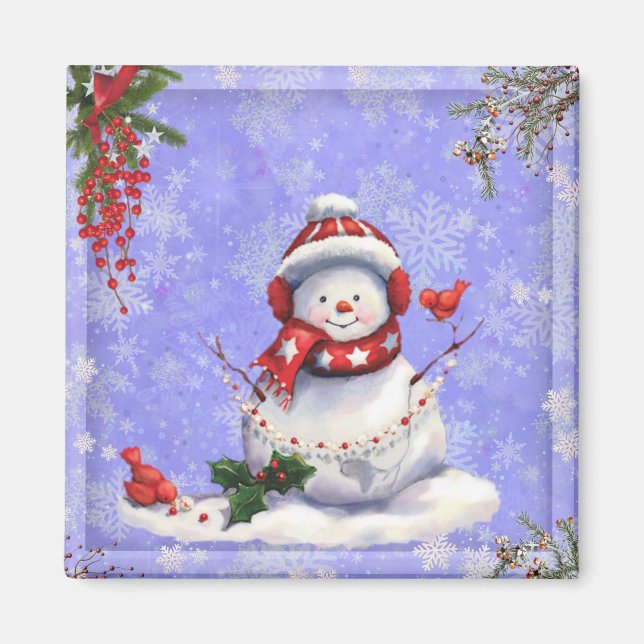 Aimant Mignonne bonhomme de neige et amis de Noël (Devant)