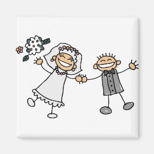 Aimant Mignonne Caricature Mariage Artistique Enregistrer