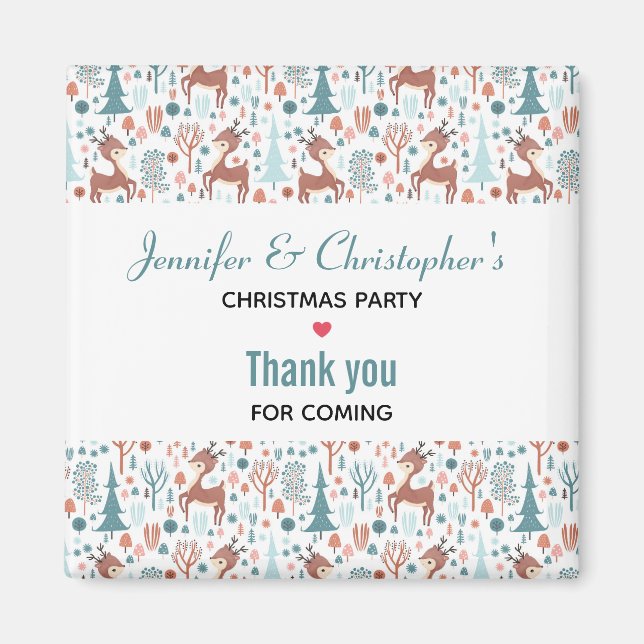 Aimant Mignonne cerf en Forêt Whimsical Noël Motif (Devant)