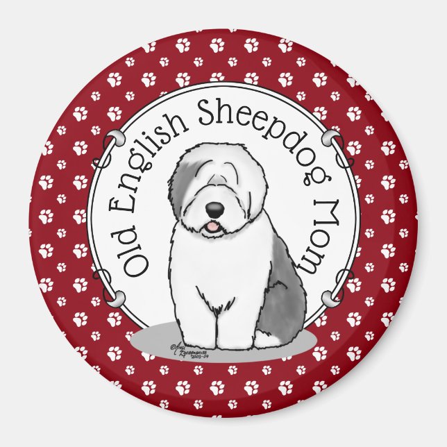 Aimant Mignonne chien OES Maman Vieux anglais Sheepdog Ma (Devant)