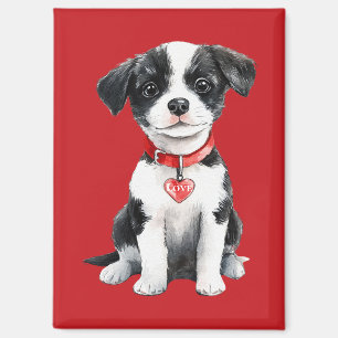 Aimant Mignonne Chien Red Heart Love