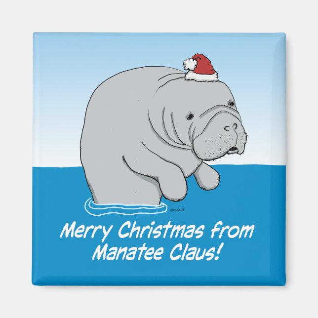 Aimant Mignonne et drôle Manatee Claus (Devant)