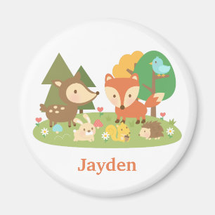 Aimant Mignonne Forêt Boisée Animaux Pour Enfants