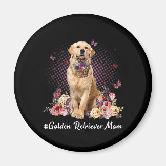 Aimant Mignonne Golden Retriever Maman Flower Bonne mère