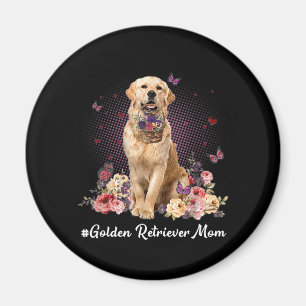 Aimant Mignonne Golden Retriever Maman Flower Happy Mothe