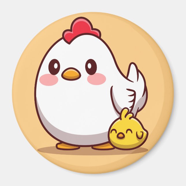 Aimant Mignonne Hen Avec Un Bébé (Devant)