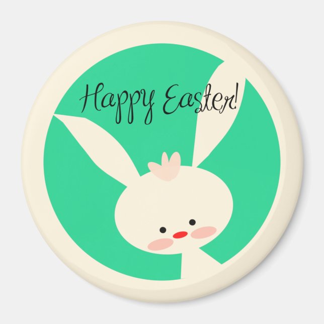 Aimant Mignonne lapin vert pour l'aimant rond classique d (Devant)