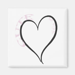 Aimant Mignonne mais Psycho Coeur Noir Police rose