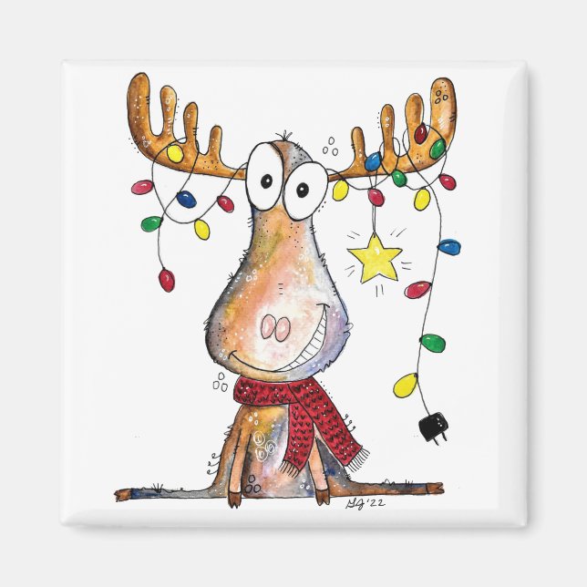 Aimant Mignonne orignal de Noël (Devant)