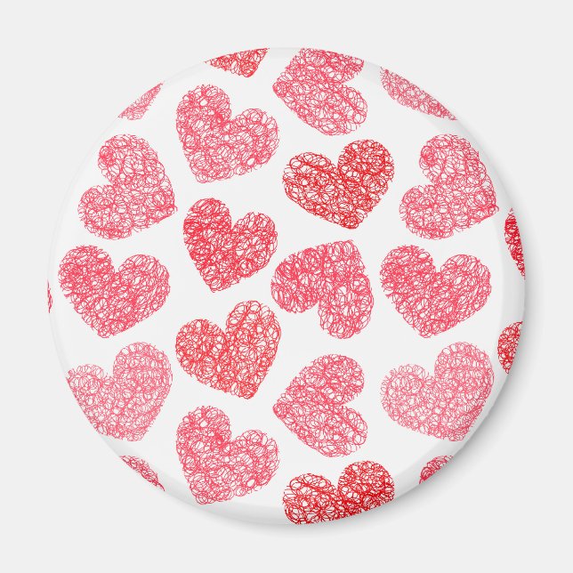Aimant Mignonne Rouge Doodled Heart Valentine's Day Motif (Devant)