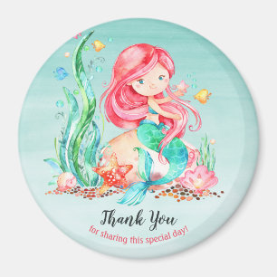 Aimant Mignonne sirène d'aquarelle sous le Baby shower ma