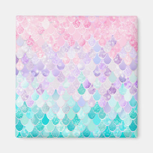 Aimant Mignonne Sirène Pastel Iridescente, Rose, Violet,
