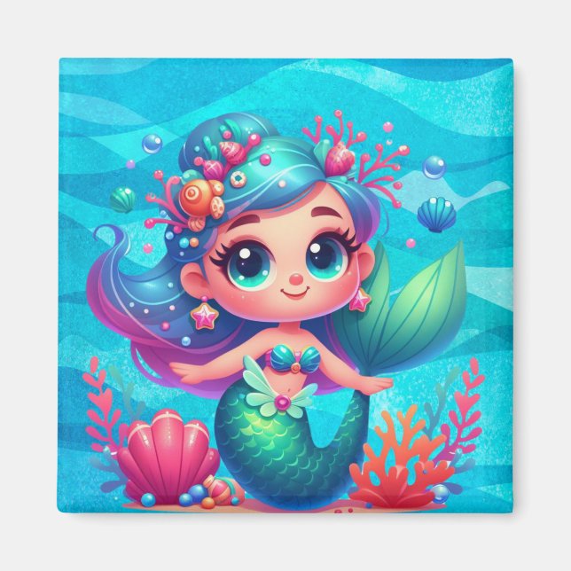 Aimant Mignonne sirène sous-marine (Devant)