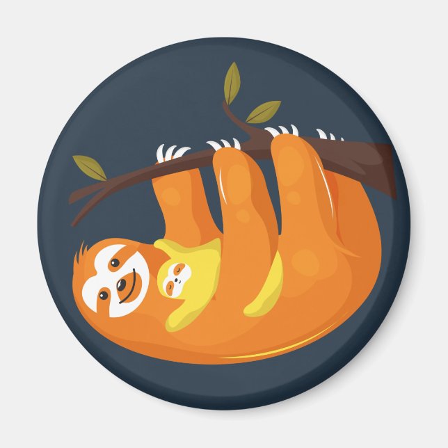 Aimant Mignonne Sloth avec bébé (Devant)