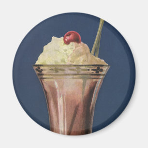 Aimant Milkshake à la glace vintage, crème fouettée et ce
