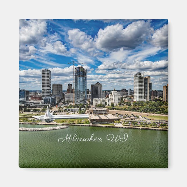 Aimant Milwaukee, Wisconsin, photo de la ville, (Devant)