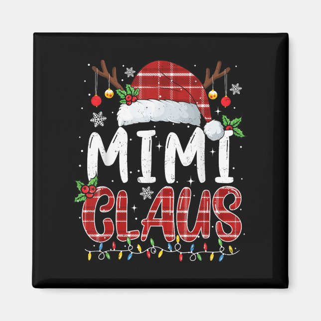 Aimant Mimi Claus Christmas Lights Pajama Family Matching (Devant)
