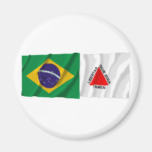 Aimant Minas Gerais & Brésil Drapeaux d'agitation