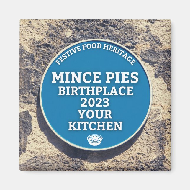 Aimant Mince Pies Lieu de naissance - Plaque Bleue (Devant)
