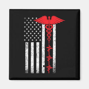 Aimant Mince Red Line Usa Drapeau Infirmière