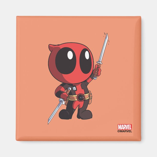 Aimant Mini Deadpool Avec Deux Épées (Devant)