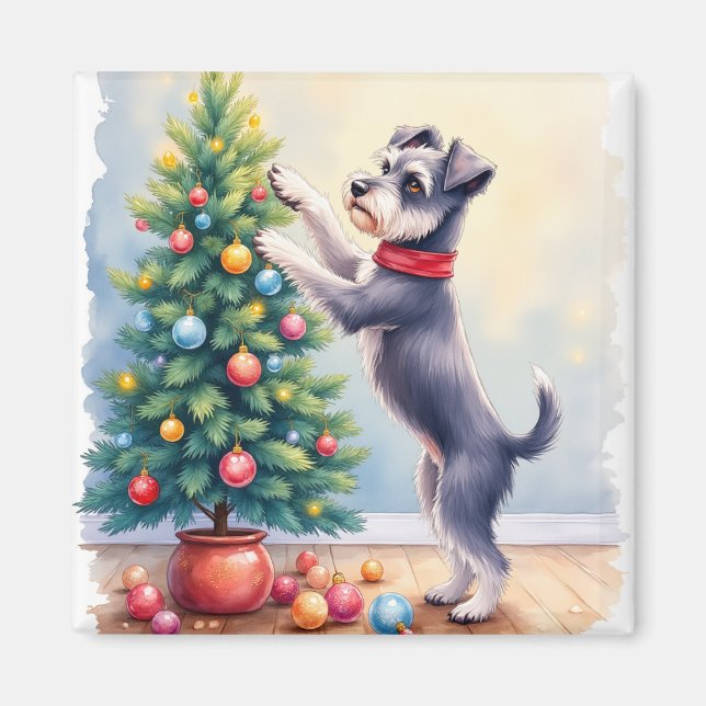 Aimant Miniature Schnauzer Décorant l'Arbre de Noël Chien (Devant)