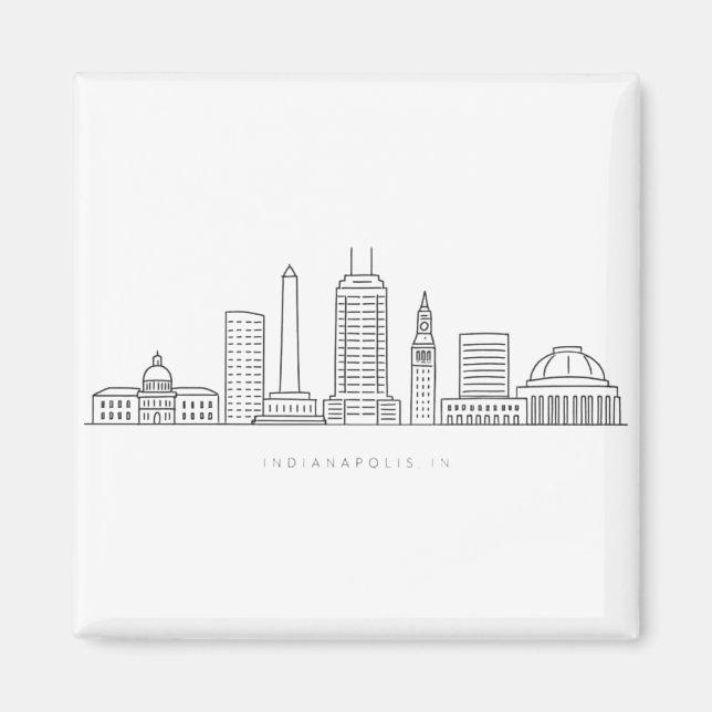 Aimant Minimalist Indianapolis Skyline Illustration (Devant)