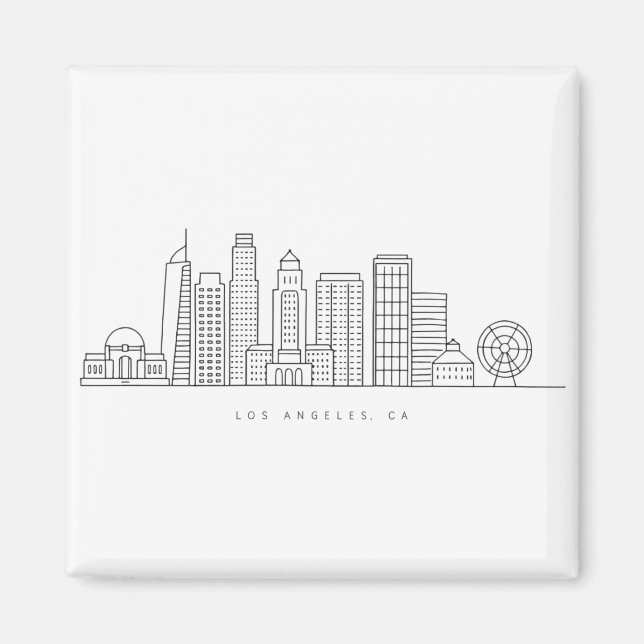 Aimant Minimalist Los Angeles Skyline Illustration (Devant)