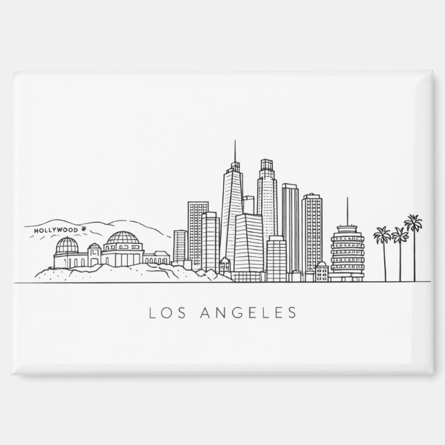 Aimant Minimalist Los Angeles Skyline Illustration (Recto)
