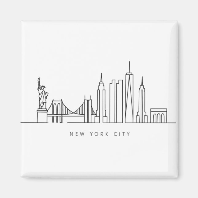 Aimant Minimalist New York City Skyline Line Art (Devant)