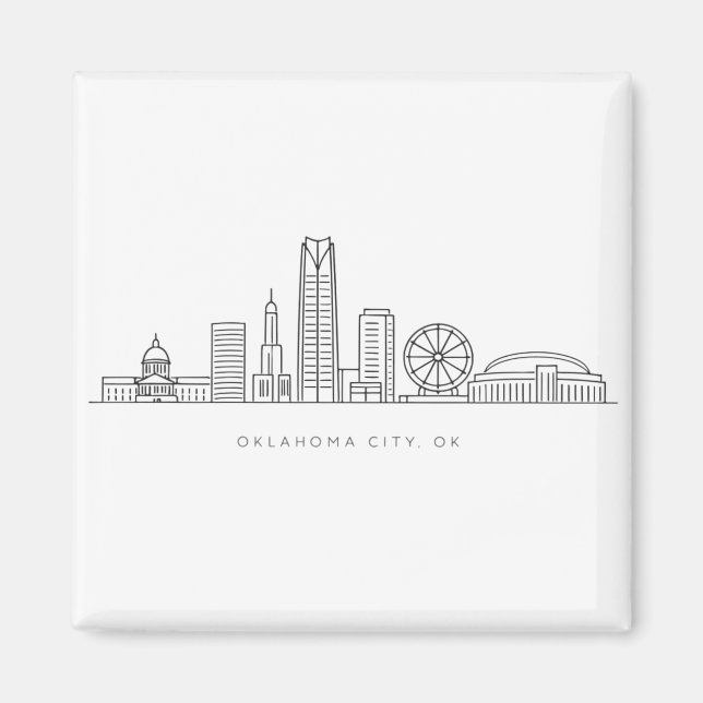 Aimant Minimalist Oklahoma City Skyline Illustration (Devant)