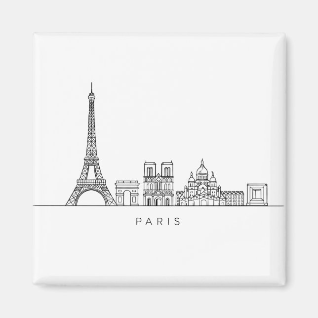 Aimant Minimalist Paris Skyline Line Art (Devant)