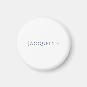 Aimant Minimaliste Blanc Bleu Élégant Moderne Simple Nom