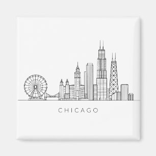Aimant Minimaliste Chicago Skyline Art en ligne